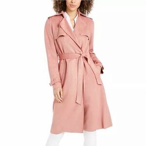 Mauve Faux Suede Trench Coat by Haute Monde NWOT